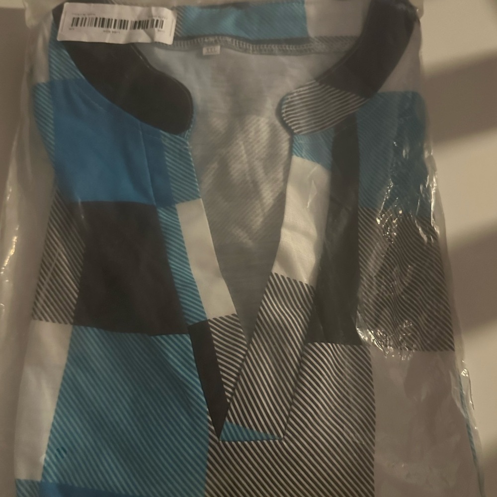 Blue and Black Checkered Top